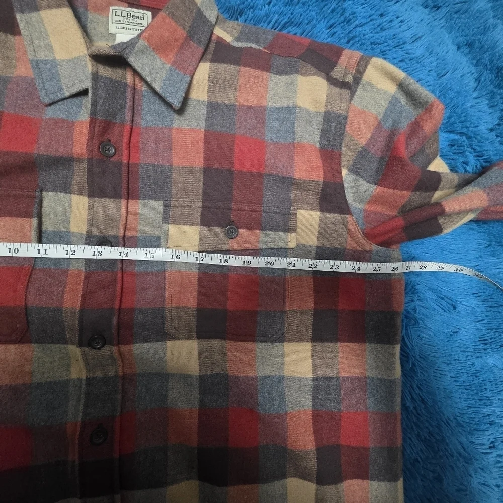 LL Bean Mens Chamois Shirt Traditional Fit Cloth Plaid Size XL